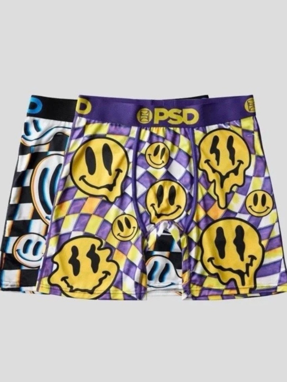 PSD Purple & Yellow Smiley-Print Boxer Briefs